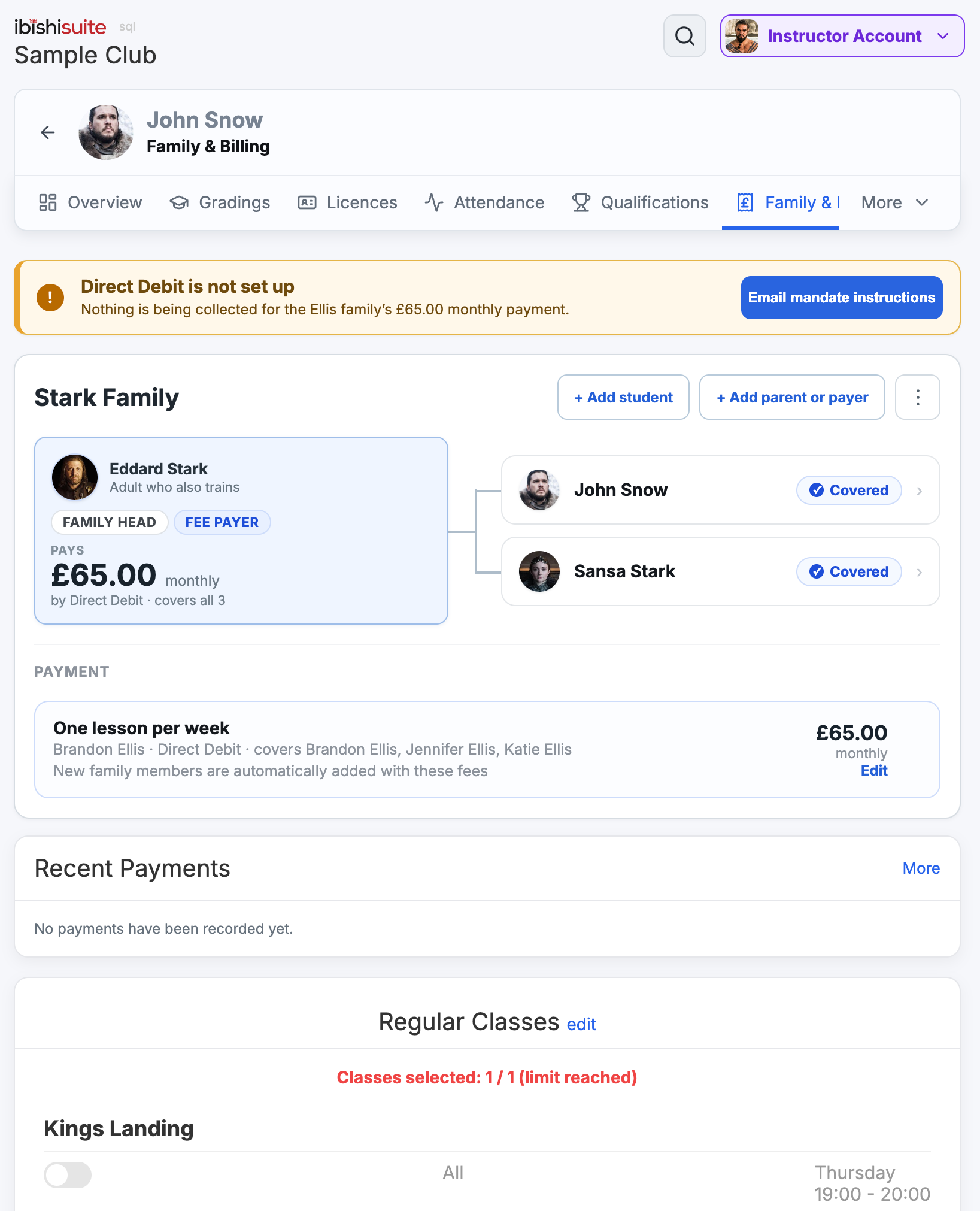 Ibishi Family and Billing overview